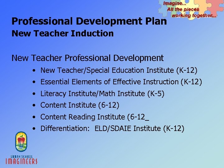 Professional Development Plan New Teacher Induction New Teacher Professional Development • New Teacher/Special Education