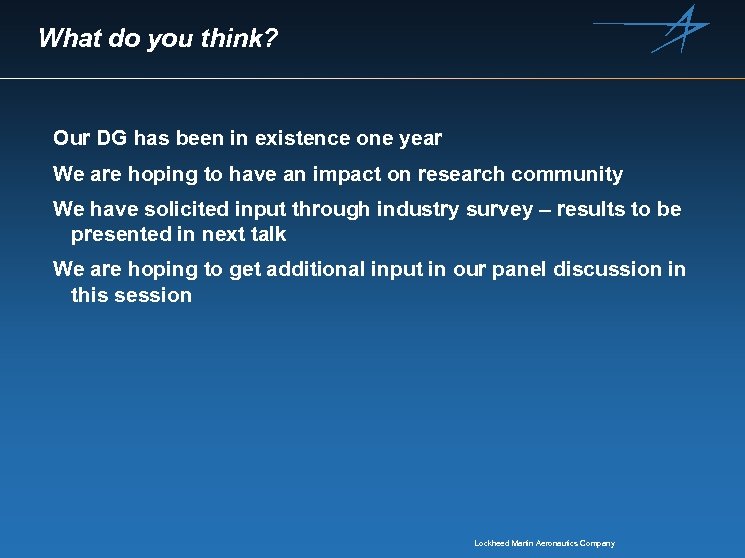 What do you think? Our DG has been in existence one year We are