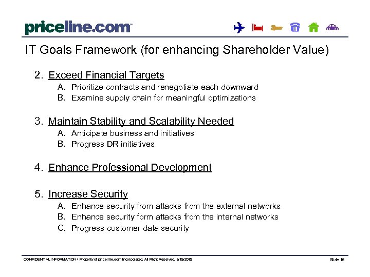 IT Goals Framework (for enhancing Shareholder Value) 2. Exceed Financial Targets A. Prioritize contracts