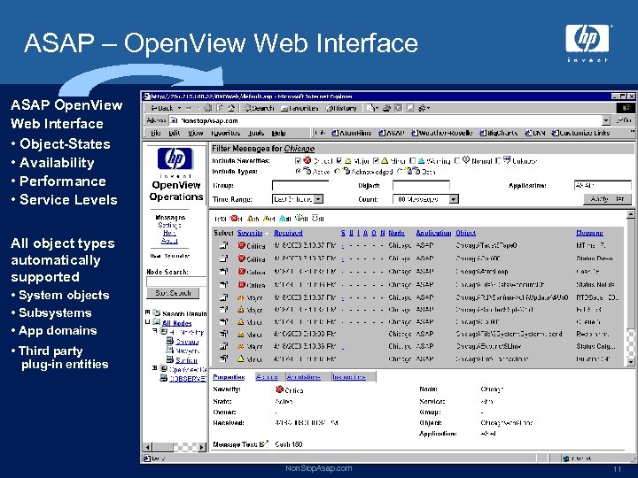 ASAP – Open. View Web Interface ASAP Open. View Web Interface • Object-States •