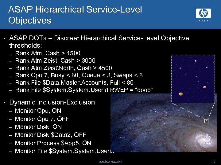 ASAP Hierarchical Service-Level Objectives • ASAP DOTs – Discreet Hierarchical Service-Level Objective thresholds: –