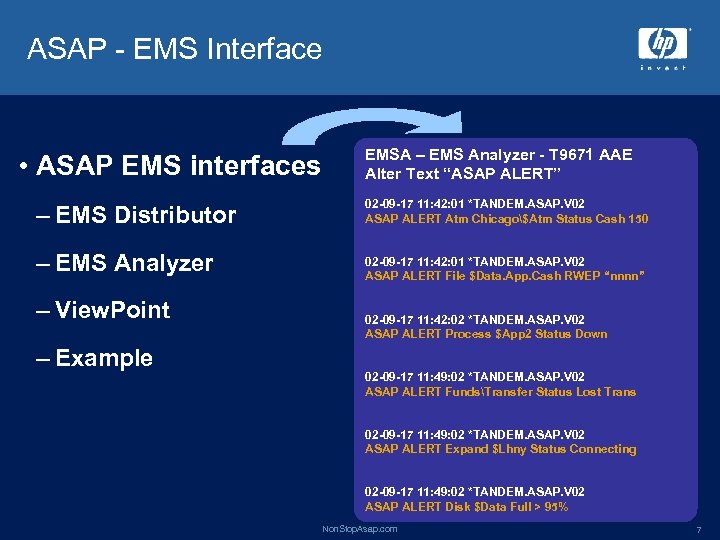 ASAP - EMS Interface • ASAP EMS interfaces – EMS Distributor – EMS Analyzer