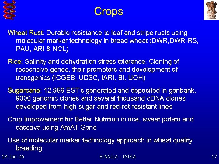 Crops Wheat Rust: Durable resistance to leaf and stripe rusts using molecular marker technology
