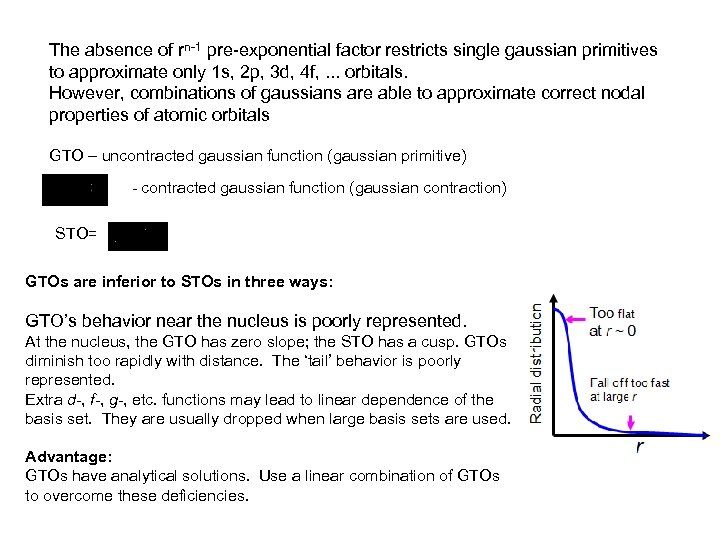 The absence of rn-1 pre-exponential factor restricts single gaussian primitives to approximate only 1