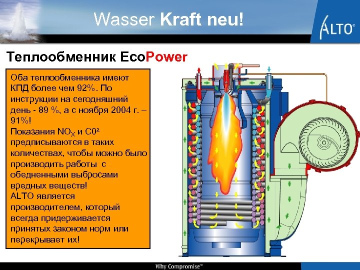 Wasser Kraft neu! Теплообменник Eco. Power Оба теплообменника имеют КПД более чем 92%. По