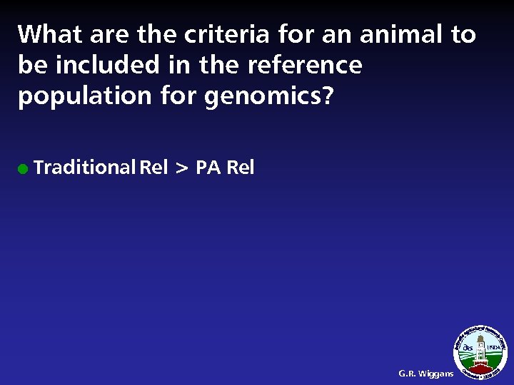 What are the criteria for an animal to be included in the reference population