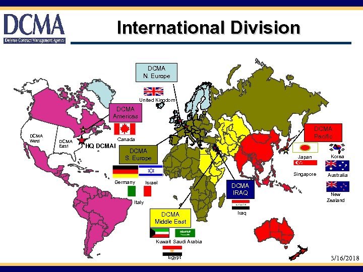 International Division DCMA N. Europe United Kingdom DCMA Americas DCMA West DCMA East .
