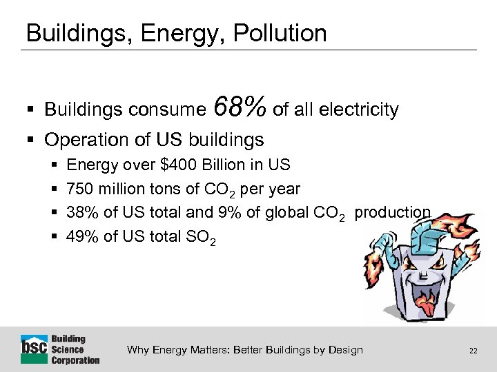 Buildings, Energy, Pollution § Buildings consume 68% of all electricity § Operation of US