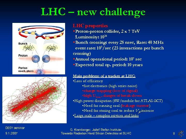LHC – new challenge LHC properties §Proton-proton collider, 2 x 7 Te. V Luminosity: