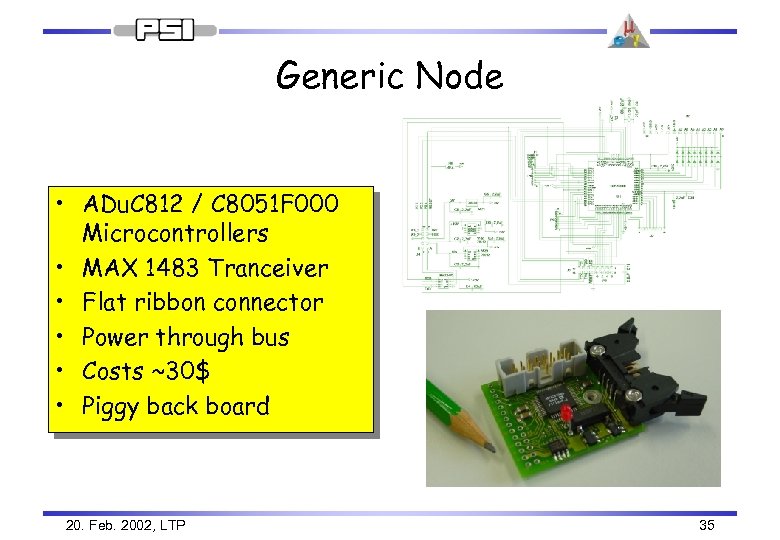 Generic Node • ADu. C 812 / C 8051 F 000 Microcontrollers • MAX
