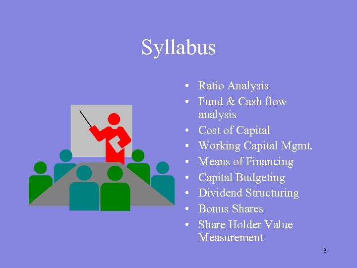 Syllabus • Ratio Analysis • Fund & Cash flow analysis • Cost of Capital