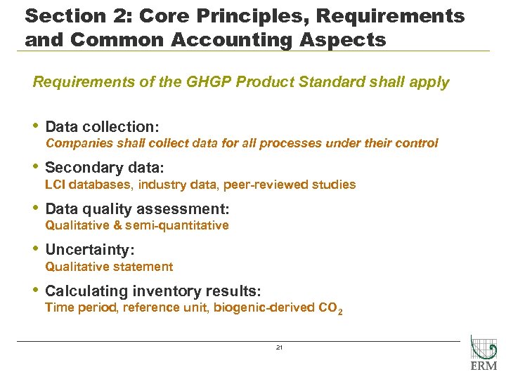Section 2: Core Principles, Requirements and Common Accounting Aspects Requirements of the GHGP Product