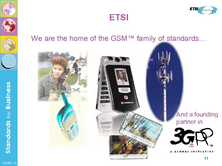 ETSI We are the home of the GSM™ family of standards… And a founding