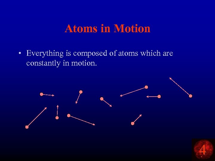 Atoms in Motion • Everything is composed of atoms which are constantly in motion.