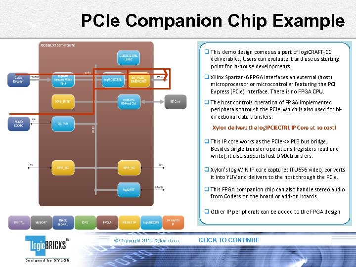 PCIe Companion Chip Example q This demo design comes as a part of logi.