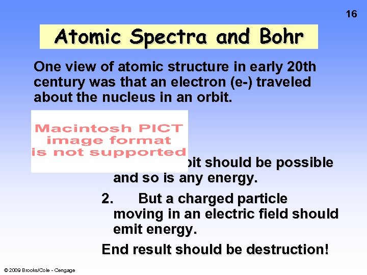 16 Atomic Spectra and Bohr One view of atomic structure in early 20 th