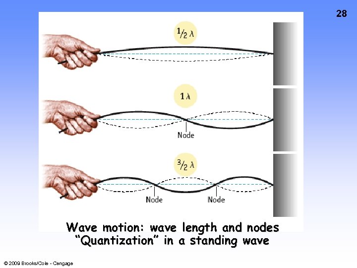 28 Wave motion: wave length and nodes “Quantization” in a standing wave © 2009