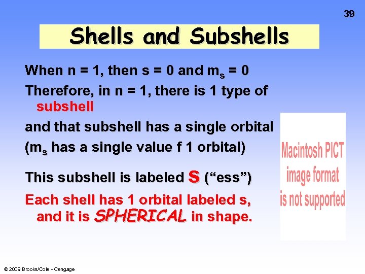Shells and Subshells When n = 1, then s = 0 and ms =