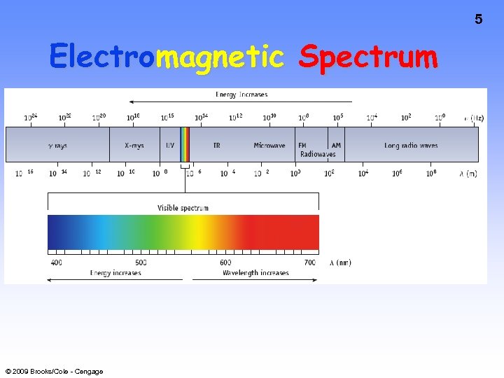 5 Electromagnetic Spectrum © 2009 Brooks/Cole - Cengage 