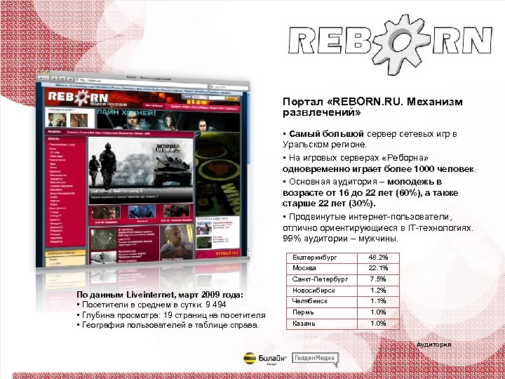 Портал «REBORN. RU. Механизм развлечений» • Самый большой сервер сетевых игр в Уральском регионе.