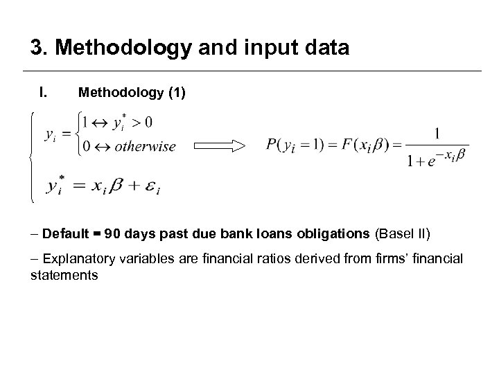 3. Methodology and input data I. Methodology (1) – Default = 90 days past