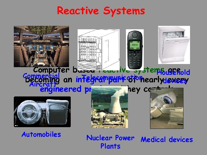 Reactive Systems Computer based reactive systems are Household Commercial Telecommunication becoming an integral part