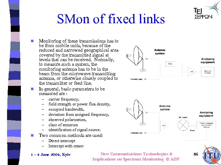 SMon of fixed links n n Monitoring of these transmissions has to be from