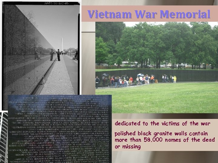 Vietnam War Memorial dedicated to the victims of the war polished black granite walls