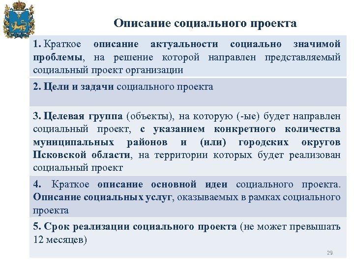  Описание социального проекта 1. Краткое описание актуальности социально значимой проблемы, на решение которой