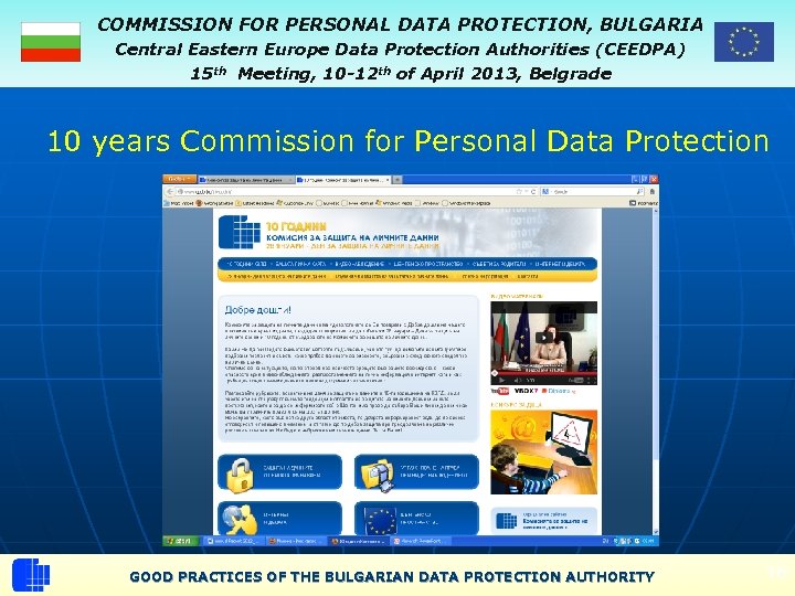 COMMISSION FOR PERSONAL DATA PROTECTION, BULGARIA Central Eastern Europe Data Protection Authorities (CEEDPA) 15