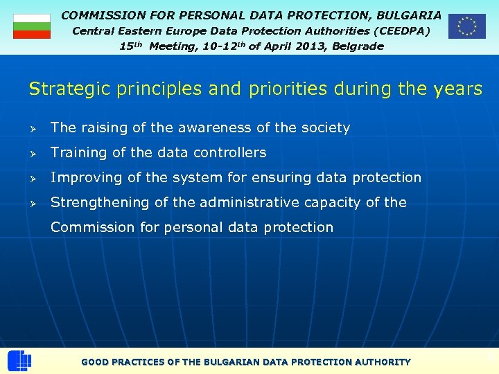 COMMISSION FOR PERSONAL DATA PROTECTION, BULGARIA Central Eastern Europe Data Protection Authorities (CEEDPA) 15