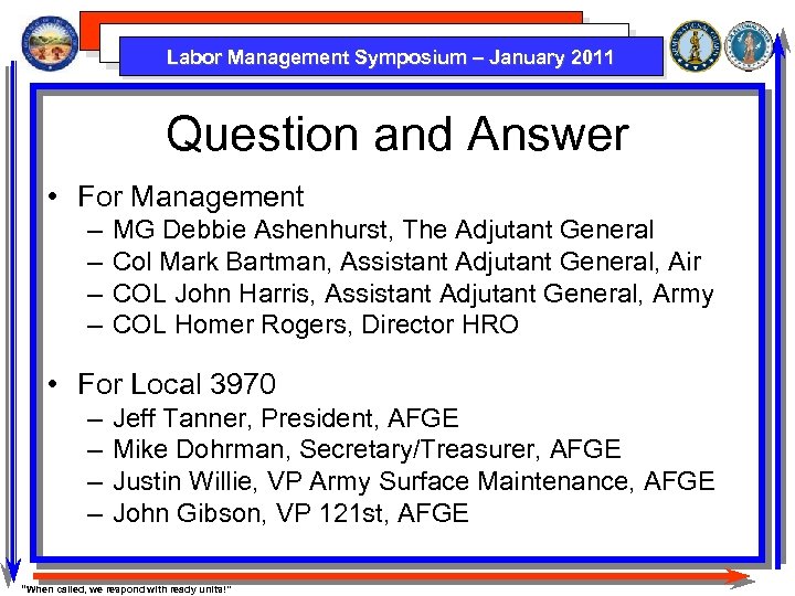 Labor Management Symposium – January 2011 Question and Answer • For Management – –