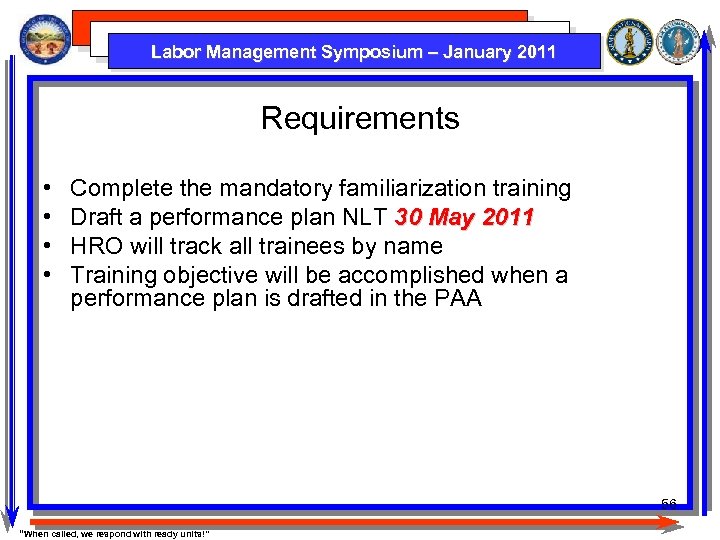 Labor Management Symposium – January 2011 Requirements • • Complete the mandatory familiarization training