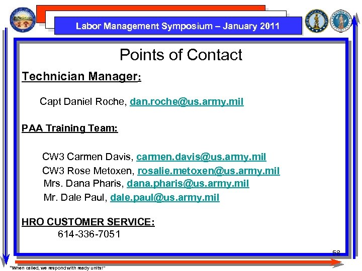 Labor Management Symposium – January 2011 Points of Contact Technician Manager: Capt Daniel Roche,