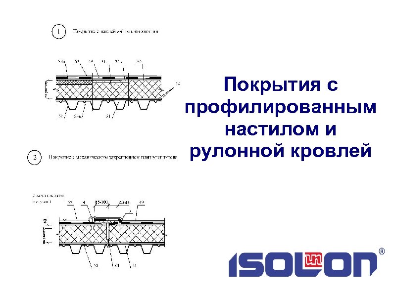 Покрытия с профилированным настилом и рулонной кровлей 