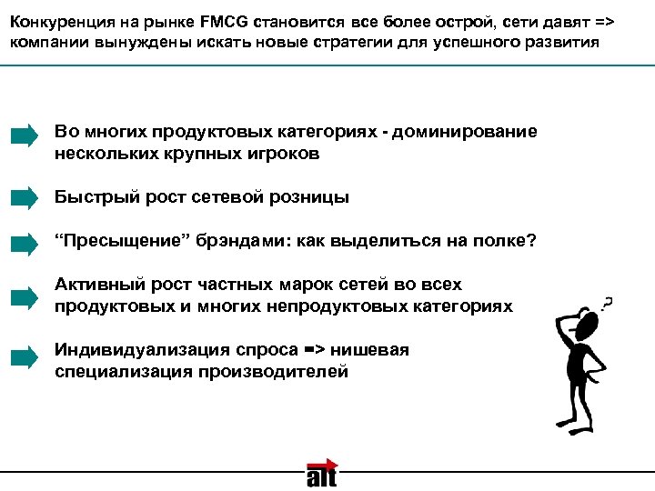 Конкуренция на рынке FMCG становится все более острой, сети давят => компании вынуждены искать