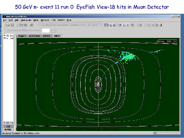 50 Ge. V p- event 11 run 0 Eye. Fish View-18 hits in Muon