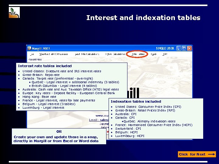 Interest and indexation tables Interest rate tables included • United-States: Discount rate and IRS