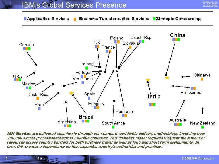 IBM’s Global Services Presence Application Services Business Transformation Services Strategic Outsourcing Czech Rep. Poland