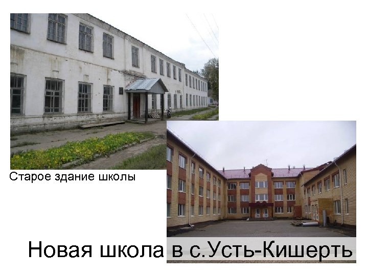 Старое здание школы Новая школа в с. Усть-Кишерть 