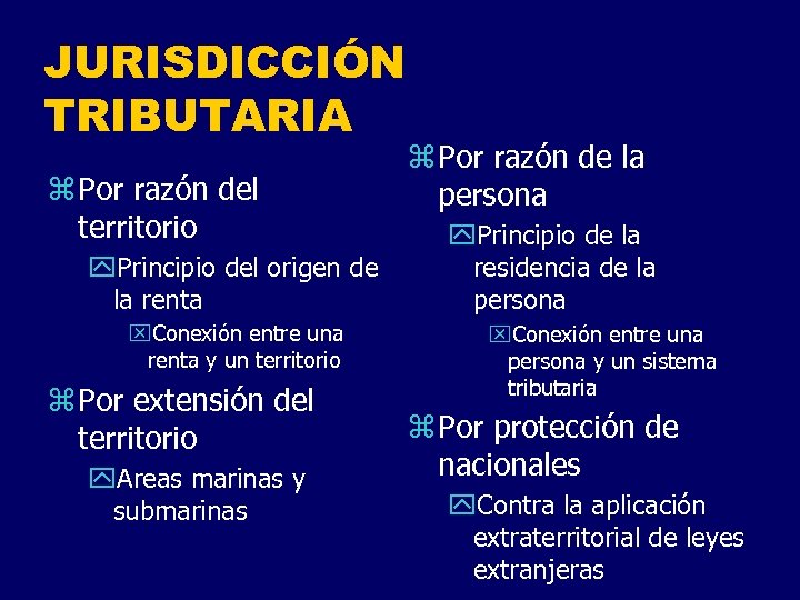 JURISDICCIÓN TRIBUTARIA z Por razón del territorio y. Principio del origen de la renta