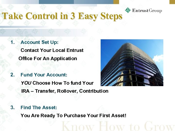 Take Control in 3 Easy Steps 1. Account Set Up: Contact Your Local Entrust