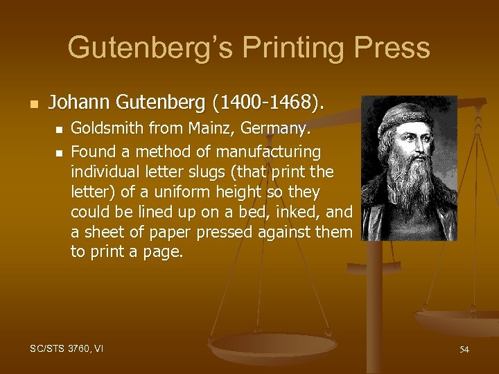 Gutenberg’s Printing Press n Johann Gutenberg (1400 -1468). n n Goldsmith from Mainz, Germany.