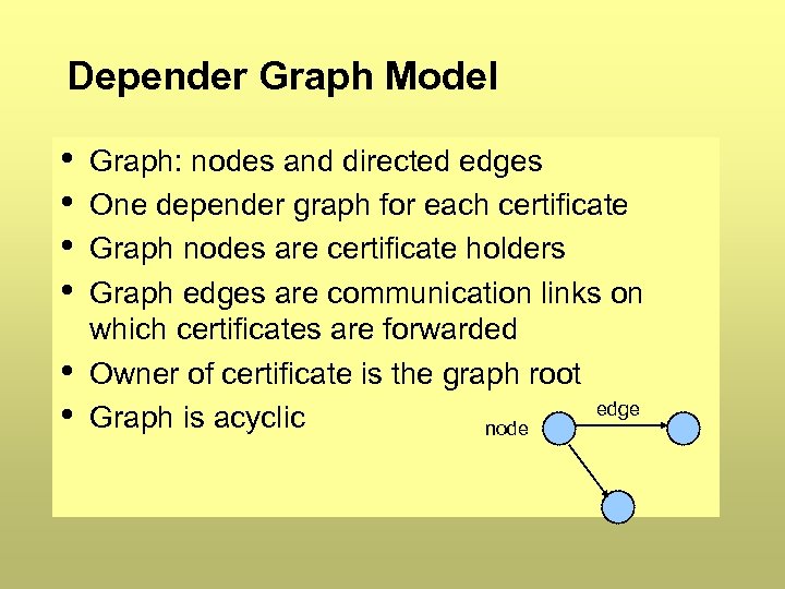 Depender Graph Model • • • Graph: nodes and directed edges One depender graph