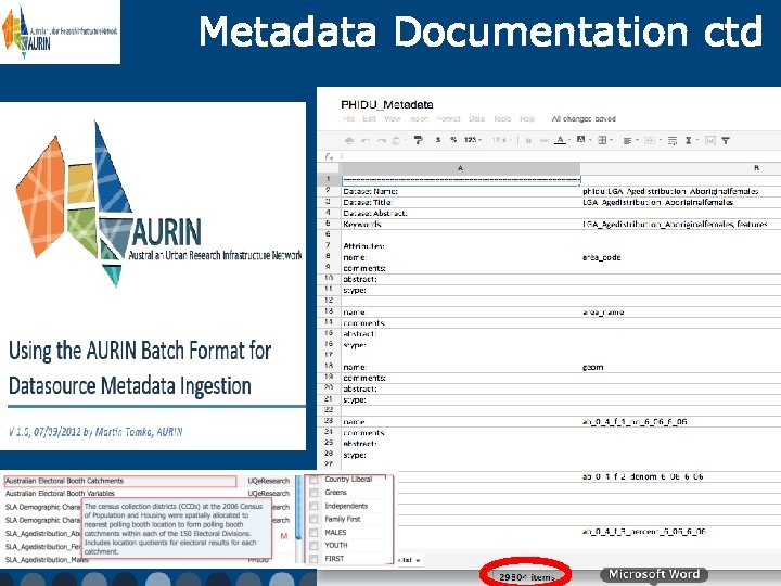 Metadata Documentation ctd 13 
