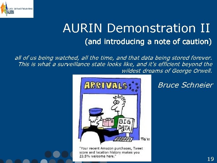 AURIN Demonstration II (and introducing a note of caution) all of us being watched,