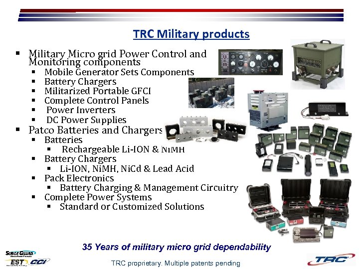 TRC Military products § Military Micro grid Power Control and Monitoring components § §