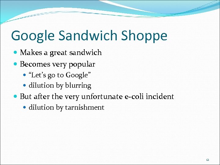 Google Sandwich Shoppe Makes a great sandwich Becomes very popular “Let’s go to Google”