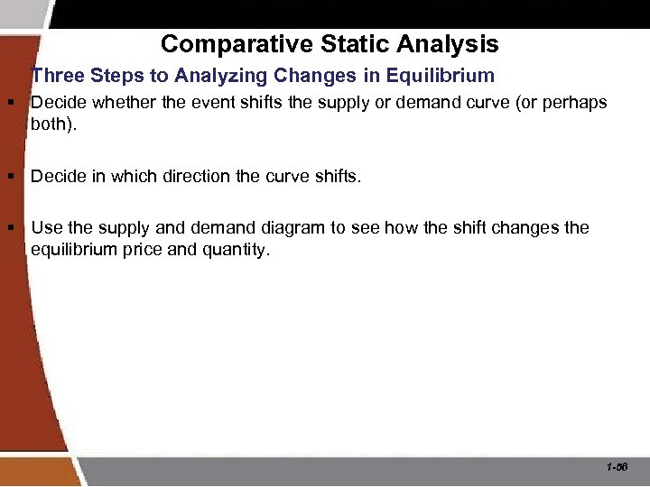Comparative Static Analysis Three Steps to Analyzing Changes in Equilibrium § Decide whether the