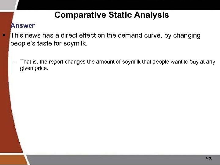 Comparative Static Analysis Answer § This news has a direct effect on the demand